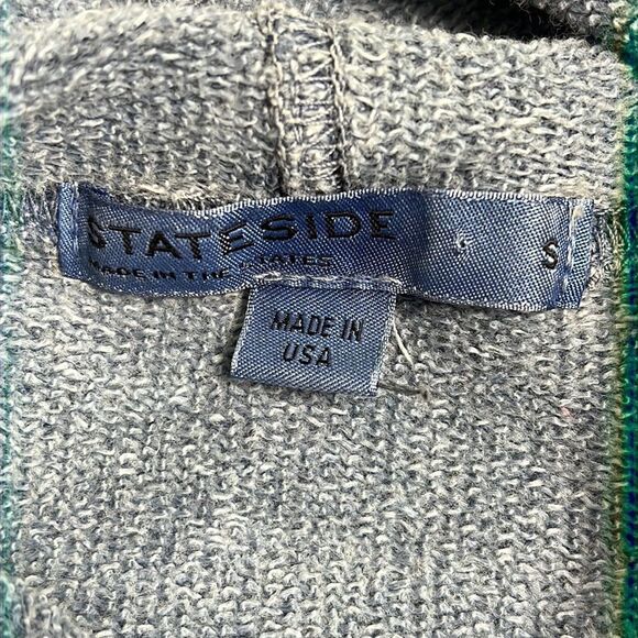 STATESIDE Garment Dyed Bell Sleeve Pullover Hoody Sweatshirt Washed Blue - Picture 7 of 8
